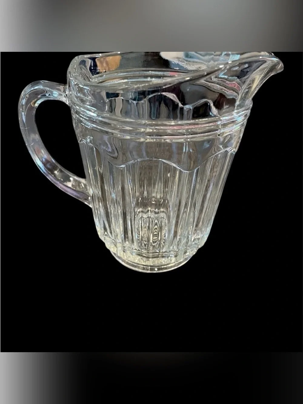 Vintage Clear Pressed Glass Water Pitcher Ribbed Panel Design 64oz